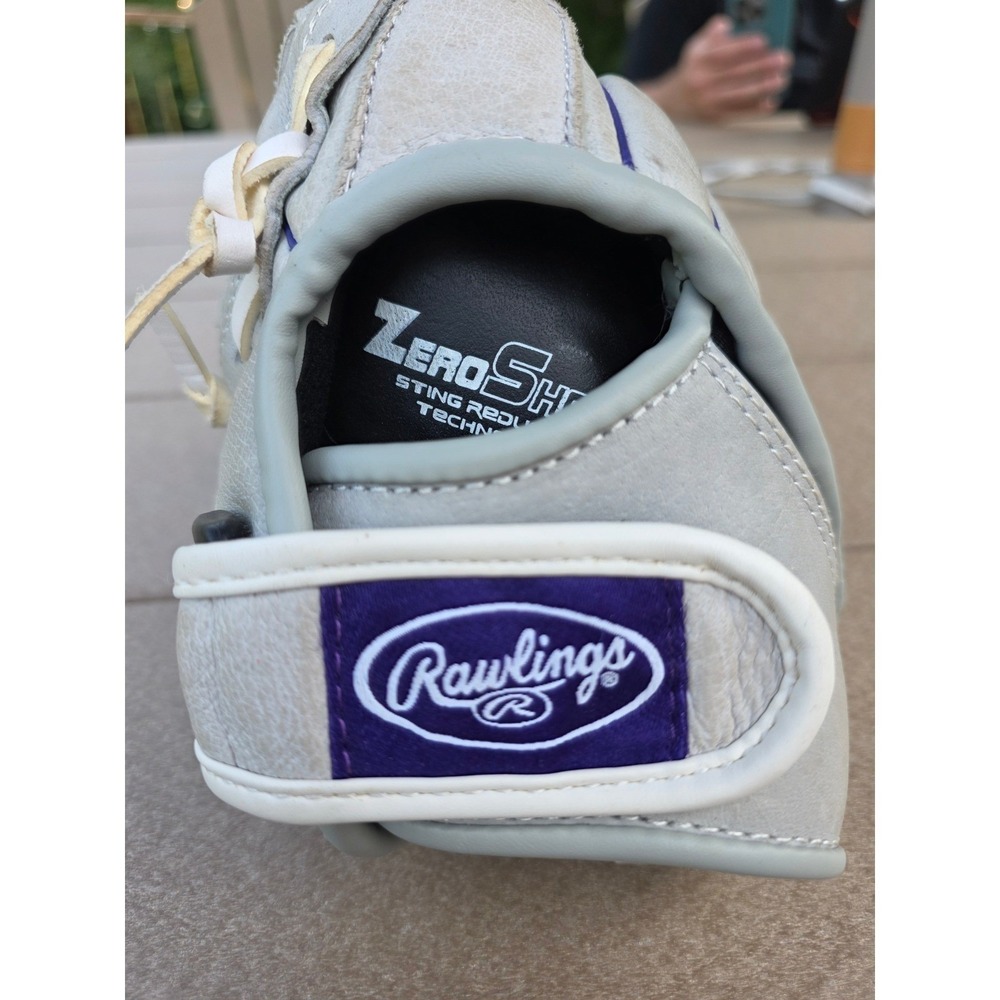 Rawlings LHT Leather 12" Softball Glove Lefty Grey Purple Sure Catch SCSB12PU - Picture 7 of 8